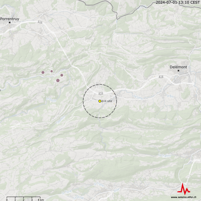 Erdbeben in der Region Haute-Sorne, seit dem 1. Juli 2019
