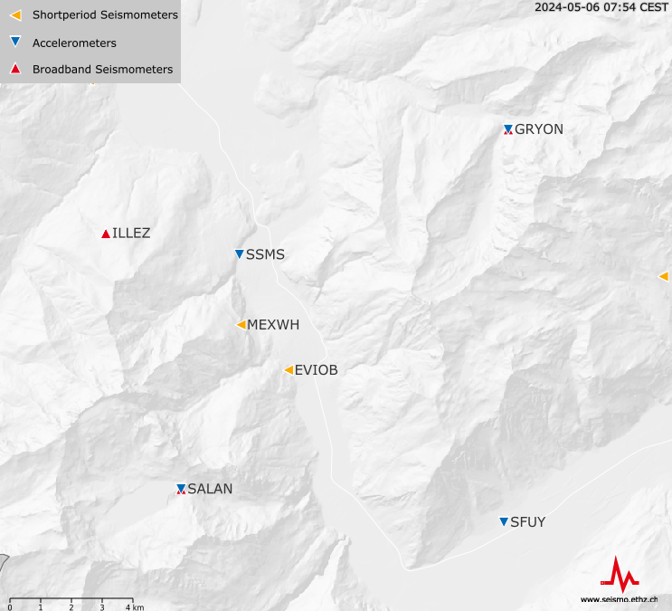 Seismische Stationen nahe Lavey-les-Bains