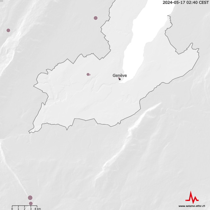 Erdbeben in der Region des Genfer Beckens seit dem 1. 11. 2019
