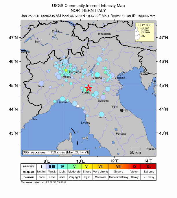 Earthquake in northern Italy