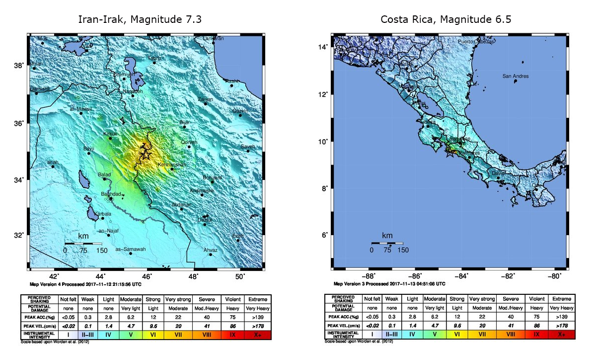Schwere Erdbeben erschüttern das Grenzgebiet zwischen Iran und Irak sowie Costa Rica