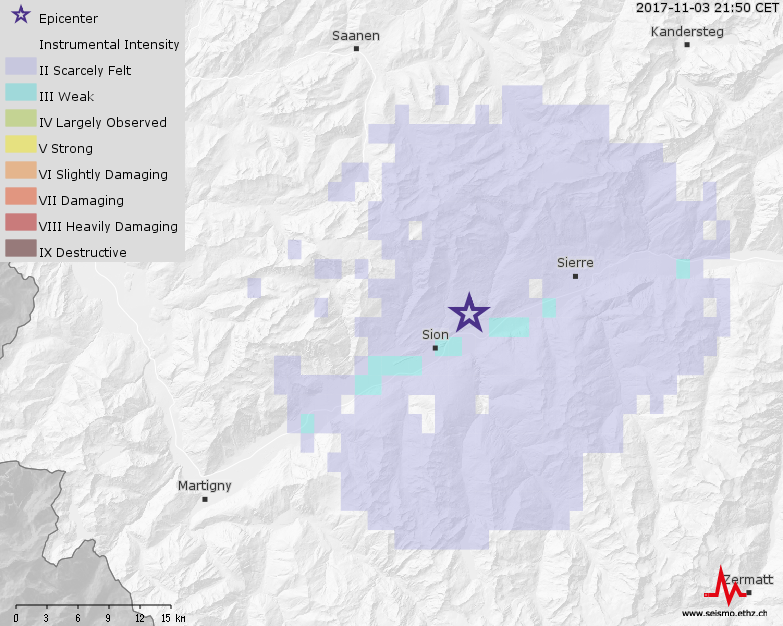 Erneutes spürbares Erdbeben in der Region Sion/Sierre