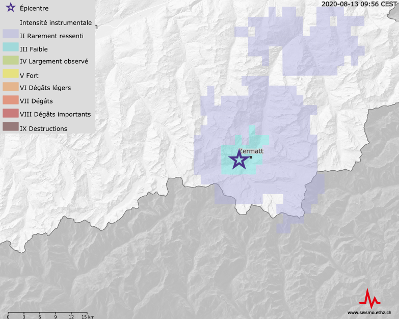 Tremblement de terre près de Zermatt
