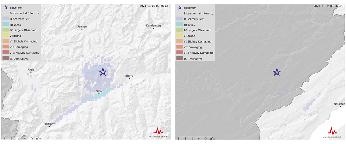 [Available in DE/FR] Zwei spürbare Erdbeben im Wallis und im französischen Jura