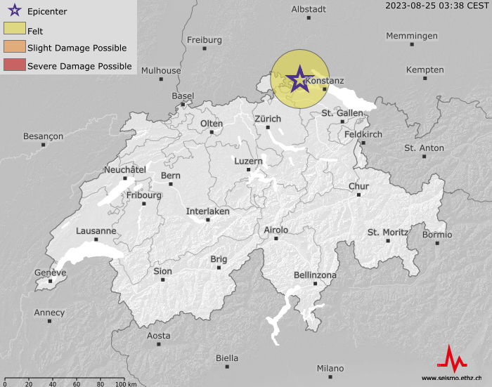 Spürbares Erdbeben nahe der Schweizer Grenze