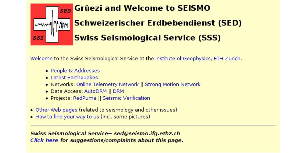 Bild für www.seismo.ethz.ch in neuem Design