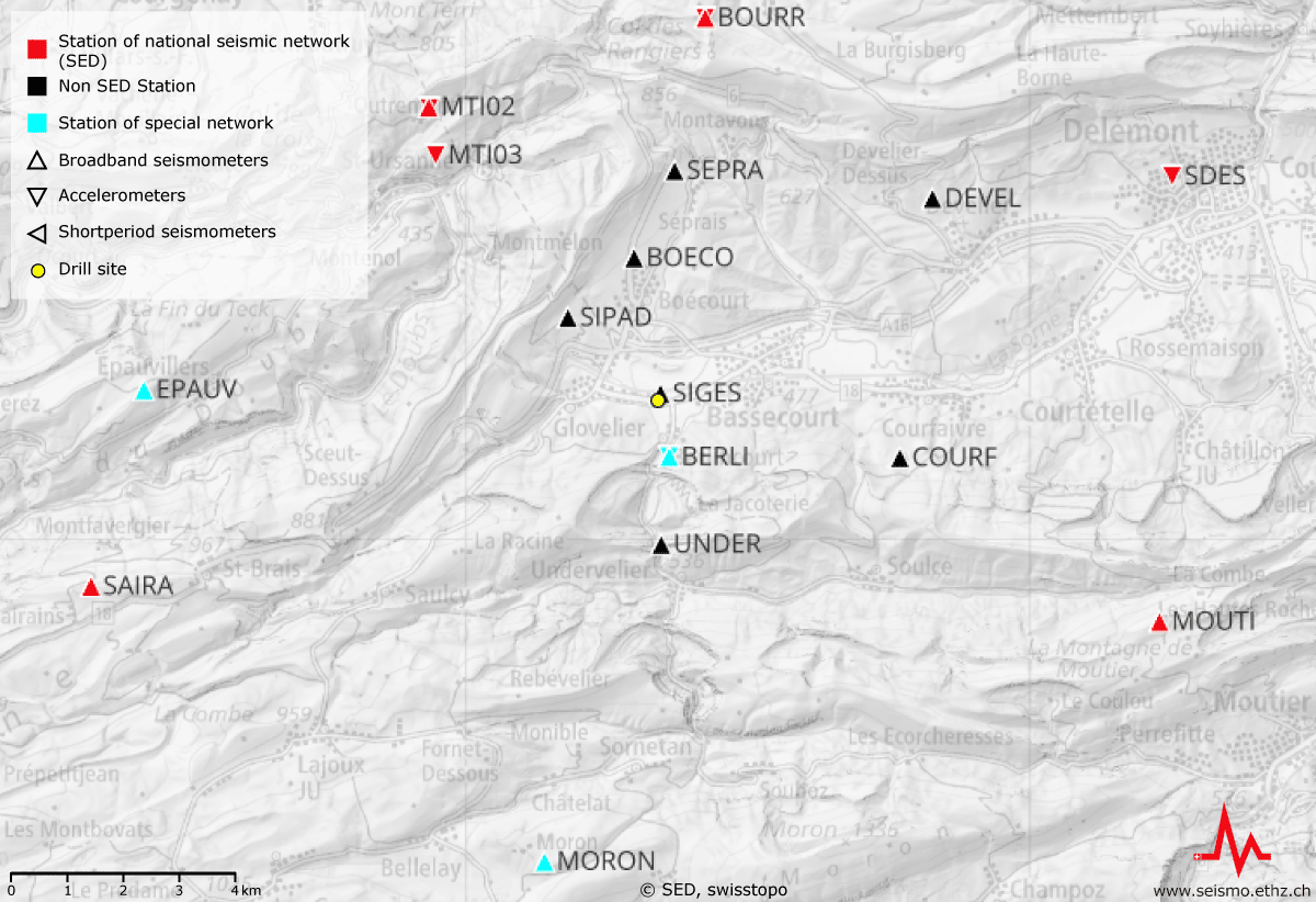Picture for SED monitoring test stimulations for Haute-Sorne geothermal project (canton of Jura)