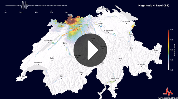Picture for Earthquake scenario Basel: magnitude 4.0 with recordings from the seismic station in Zurich