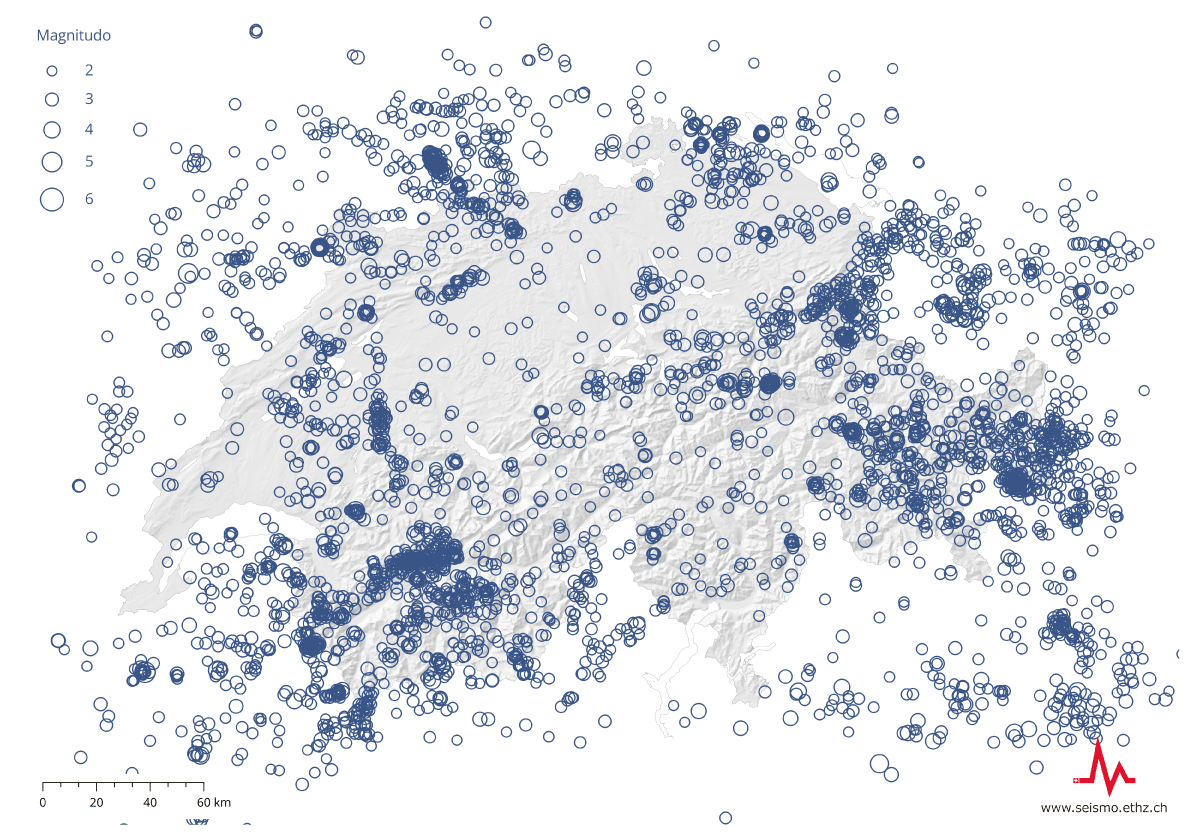 Immagine per Mappa degli epicentri di terremoti registrati strumentalmente dal 1975 al 2024 aventi magnitudo di almeno 2.