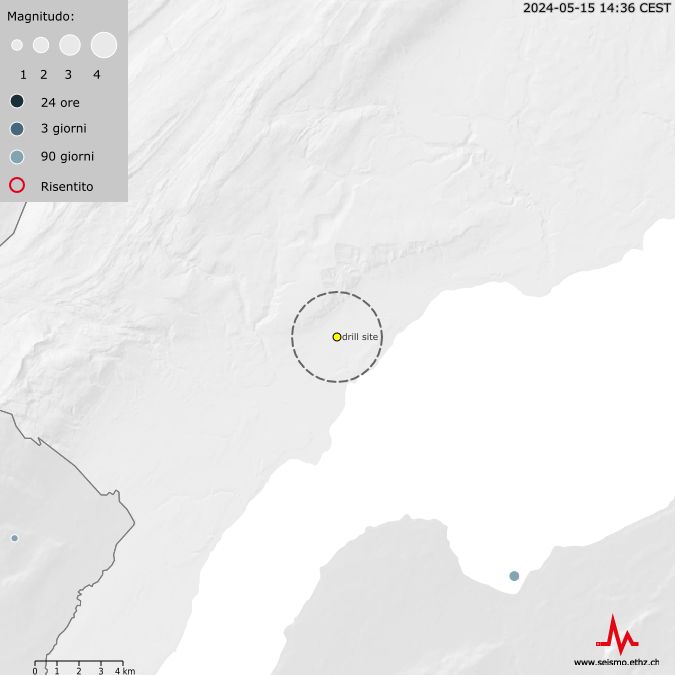 Terremoti nei pressi di Vinzel, ultimi 90 giorni